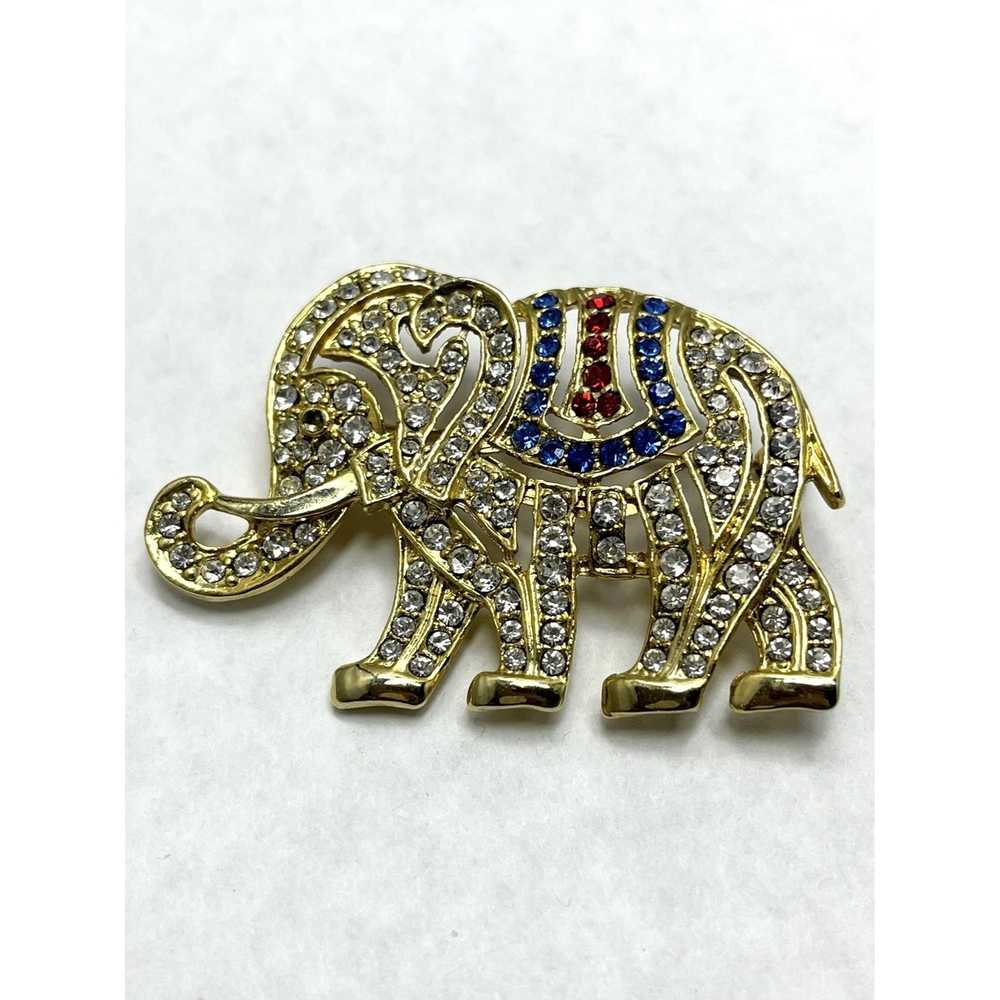 Vintage Vintage Rhinestone Elephant Brooch Pin - image 2