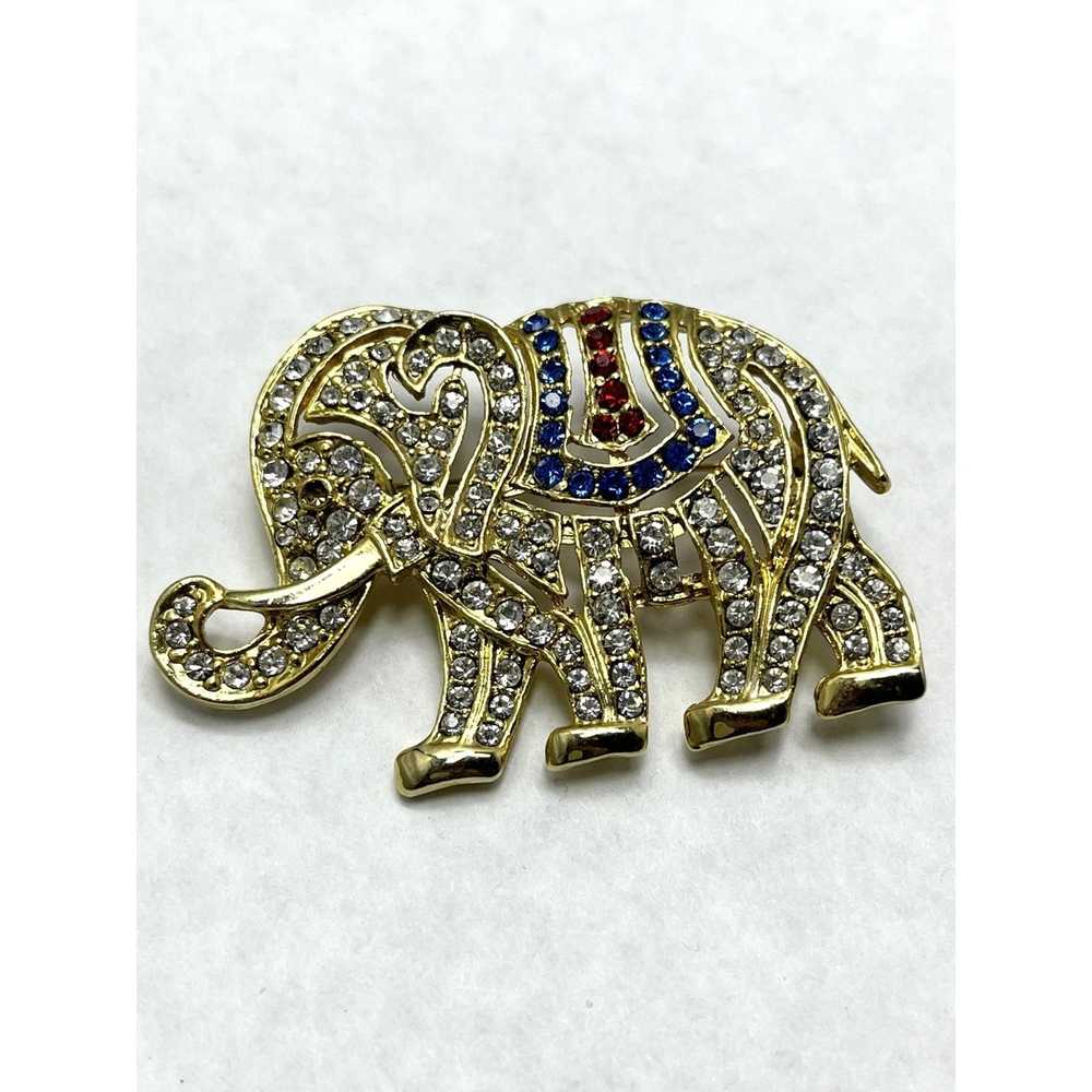 Vintage Vintage Rhinestone Elephant Brooch Pin - image 3