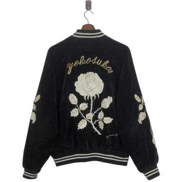 ジャケット・アウター 90s vintage souvenir jacket velvet black Vintage Velvet Regular Fit Padded Souvenir Jacket – EVISU