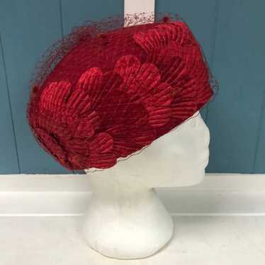 Vintage August Silk 100% wool dark red hat - image 1