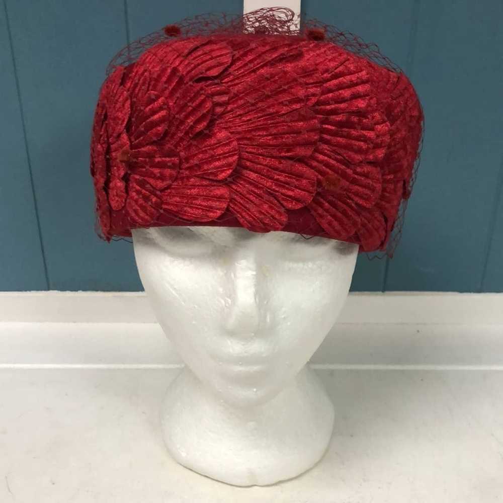 Vintage August Silk 100% wool dark red hat - image 2