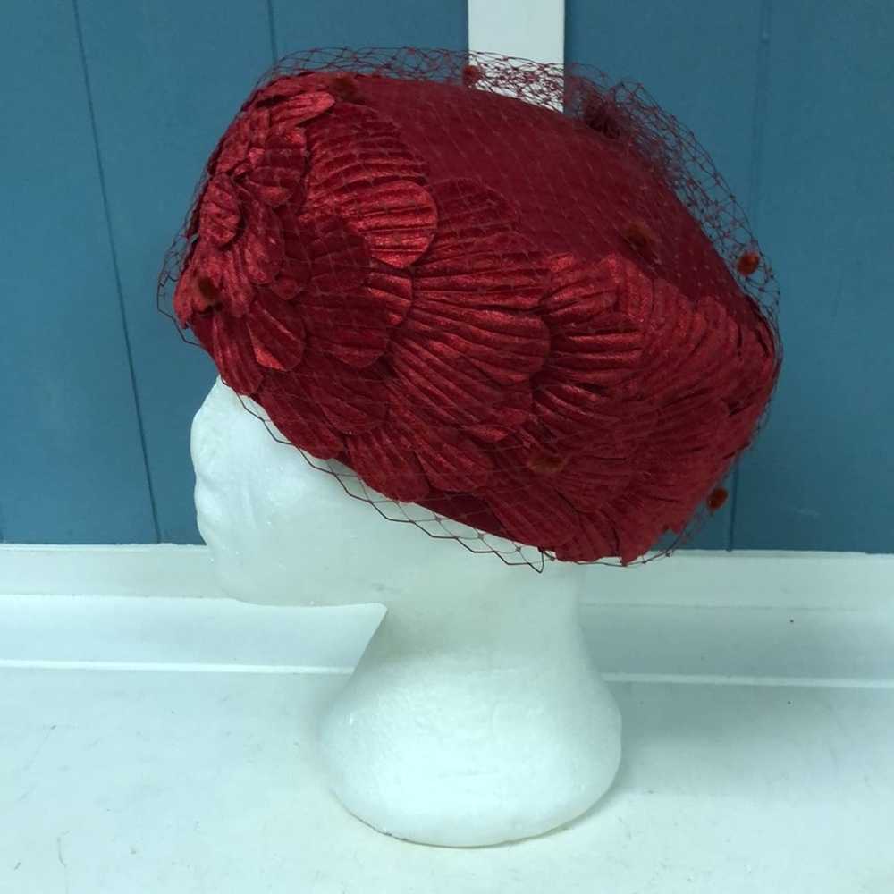 Vintage August Silk 100% wool dark red hat - image 3