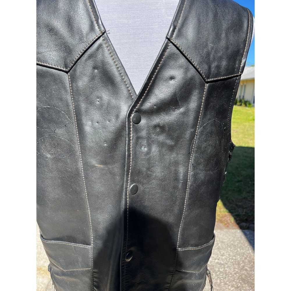 Streetwear Leather wear vest with Harley Davidson… - image 3