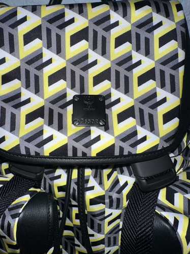 NEW MCM Cubic Logo Nylon Backpack Medium Yellow Black $850 NWT