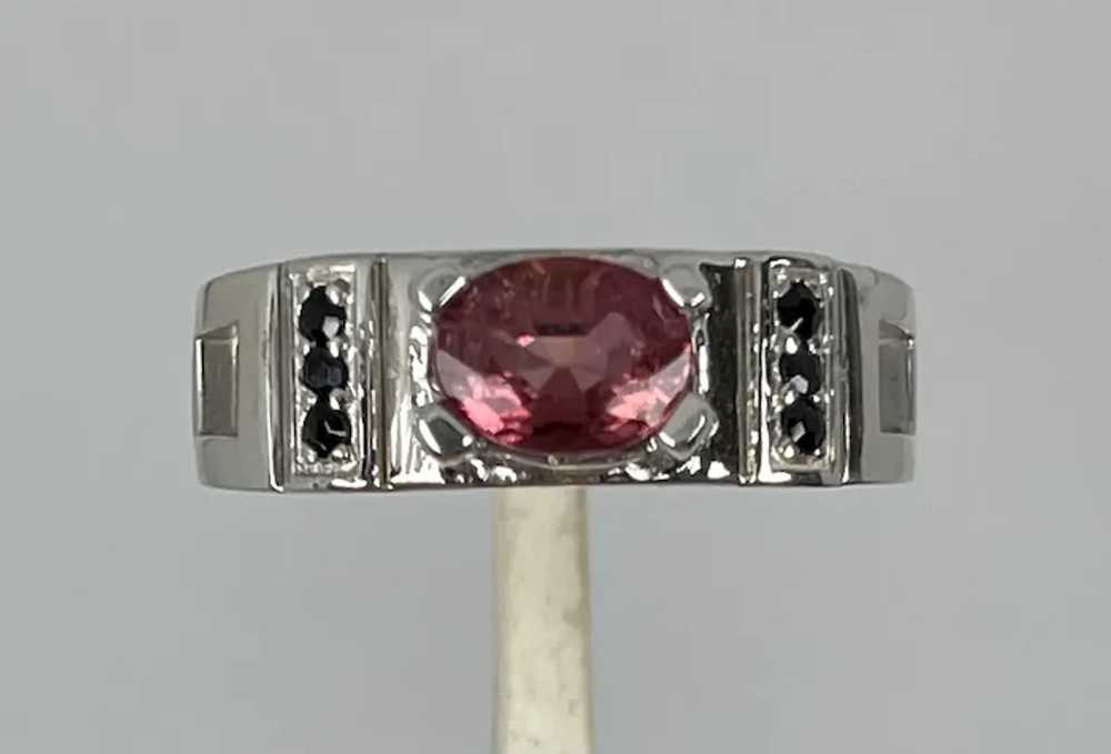 14k Pink Tourmaline & Diamonds Male Ring, free re… - image 3