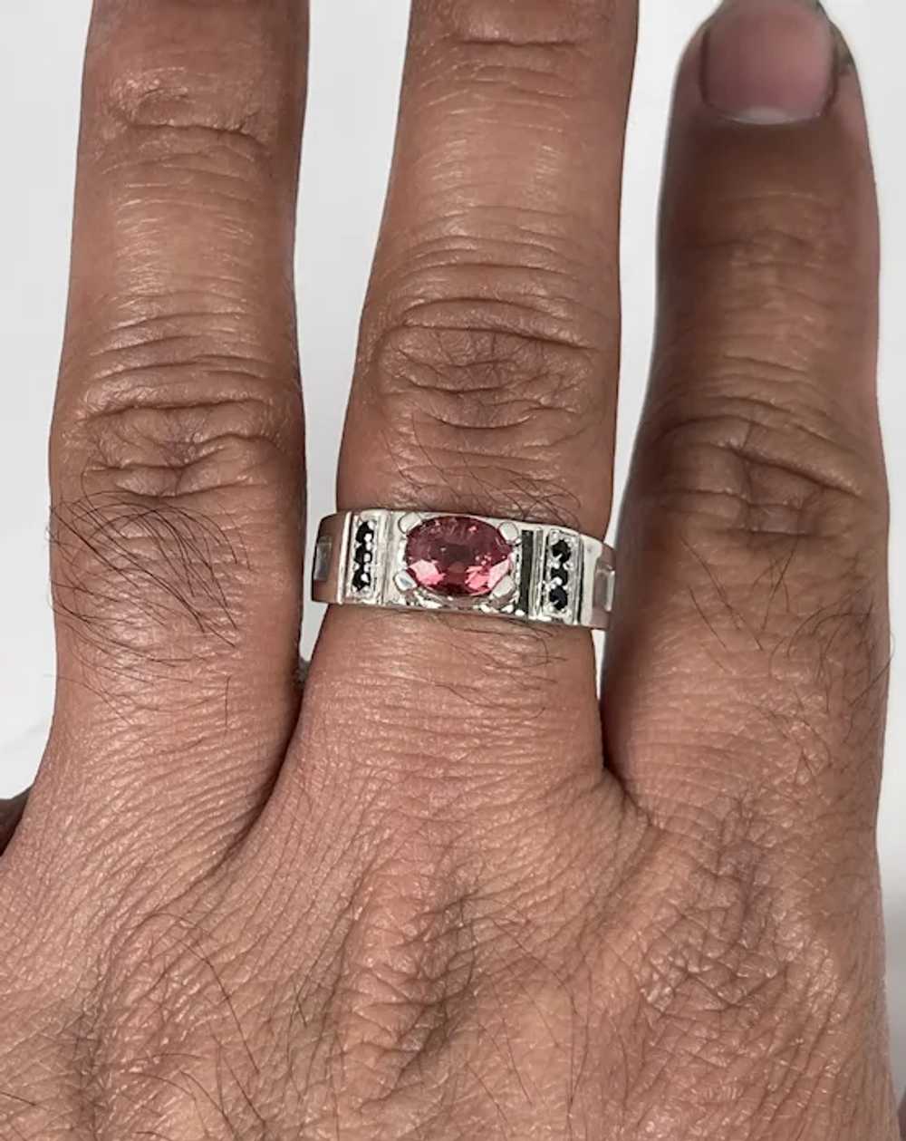 14k Pink Tourmaline & Diamonds Male Ring, free re… - image 9