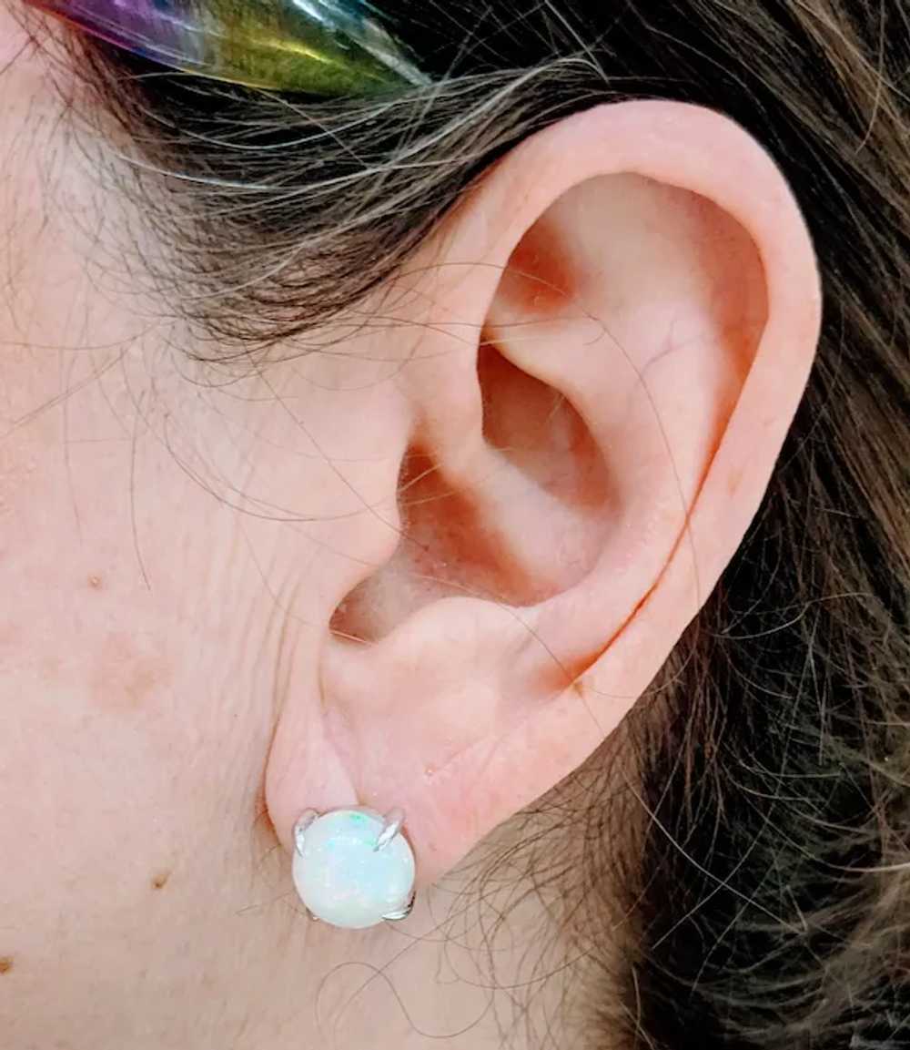 Prismatic Cabochon Natural Opal Stud Earrings - image 3