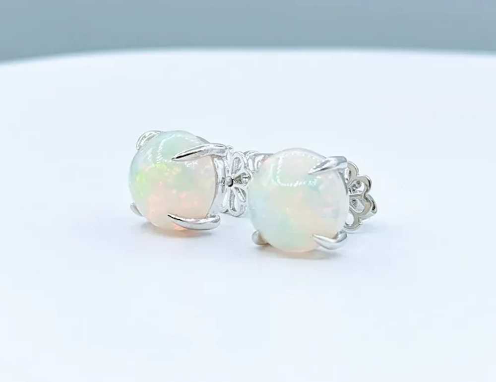 Prismatic Cabochon Natural Opal Stud Earrings - image 4