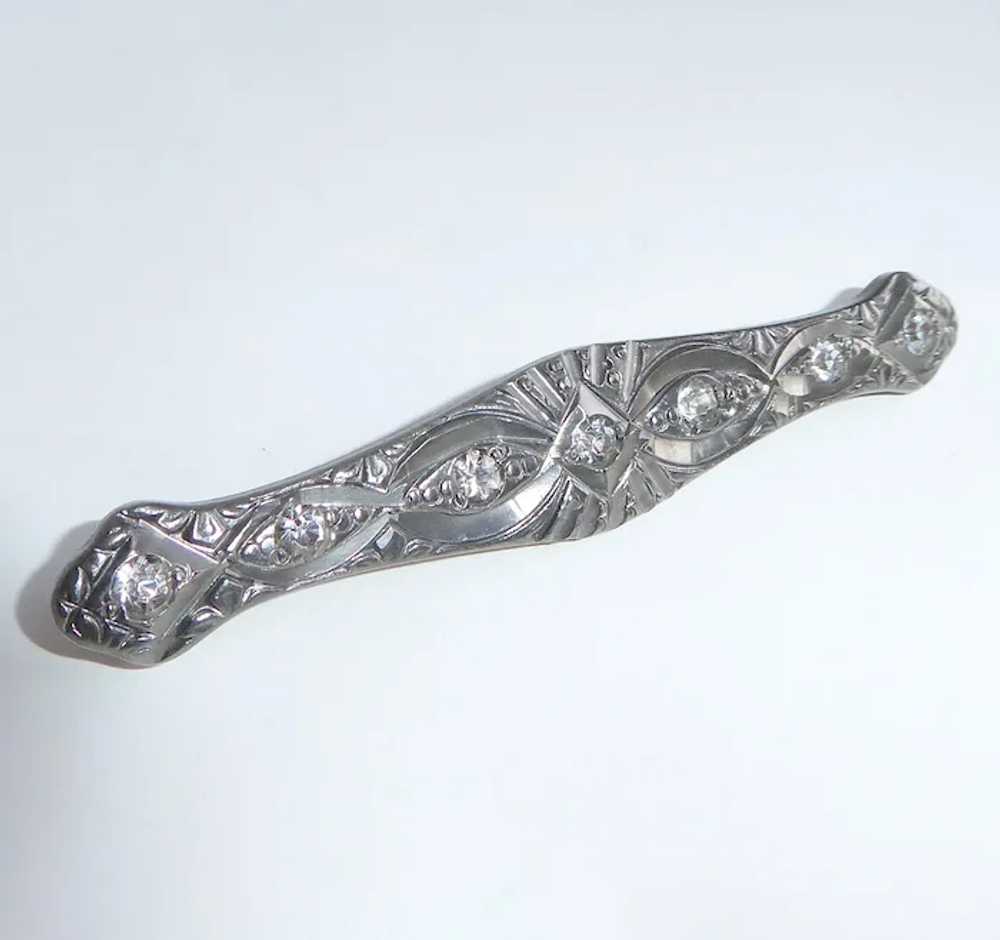 Art Deco White Metal & Paste Pin - image 11