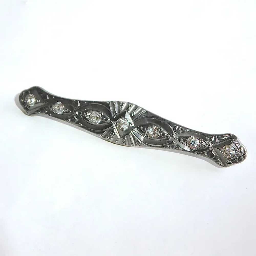 Art Deco White Metal & Paste Pin - image 2