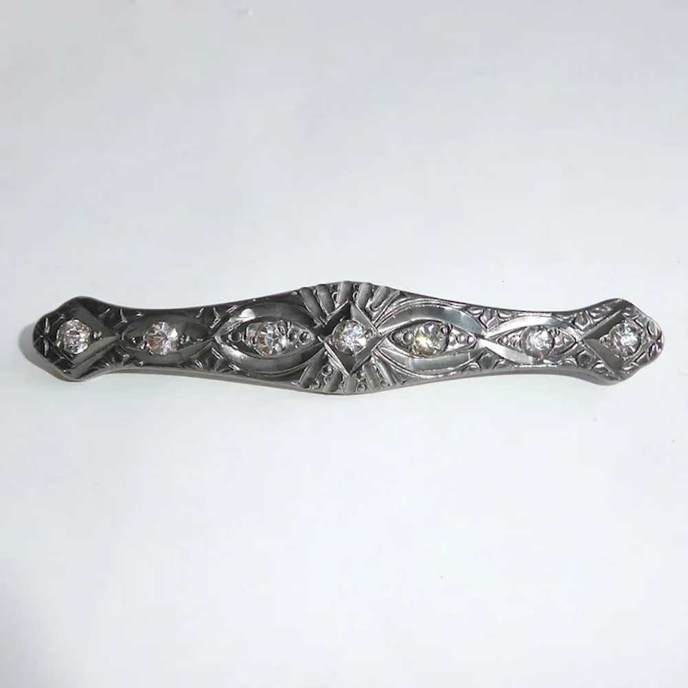 Art Deco White Metal & Paste Pin - image 5