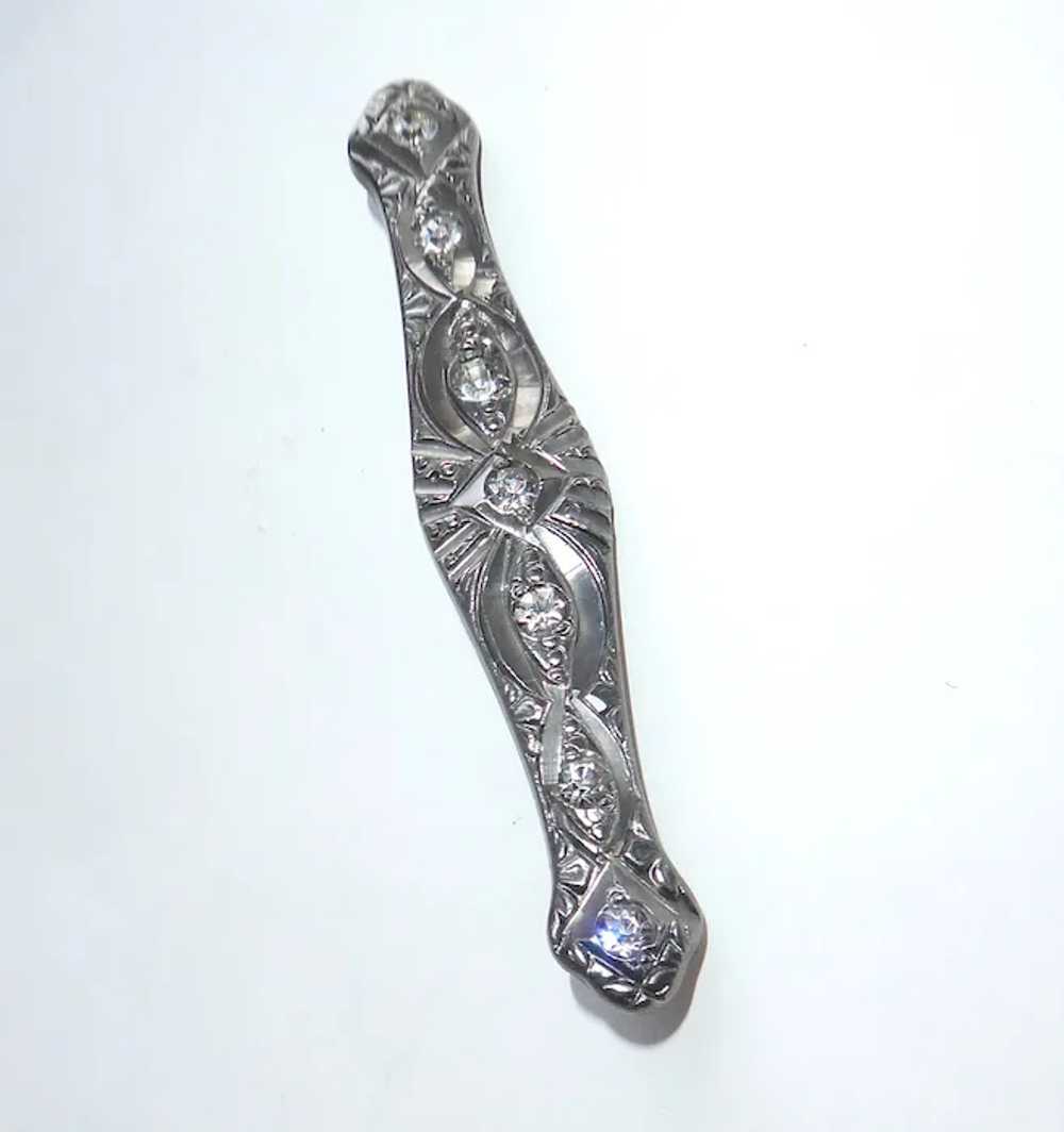 Art Deco White Metal & Paste Pin - image 6