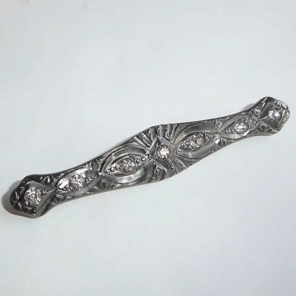 Art Deco White Metal & Paste Pin - image 7