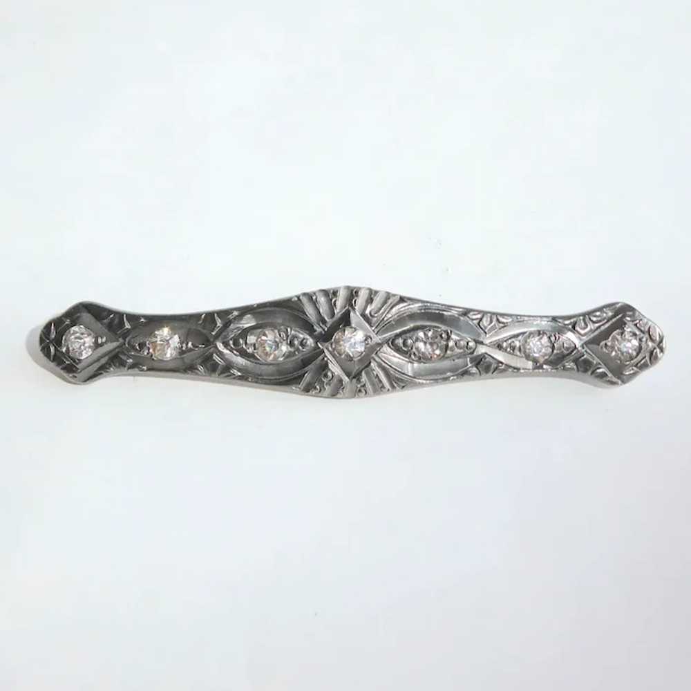 Art Deco White Metal & Paste Pin - image 8