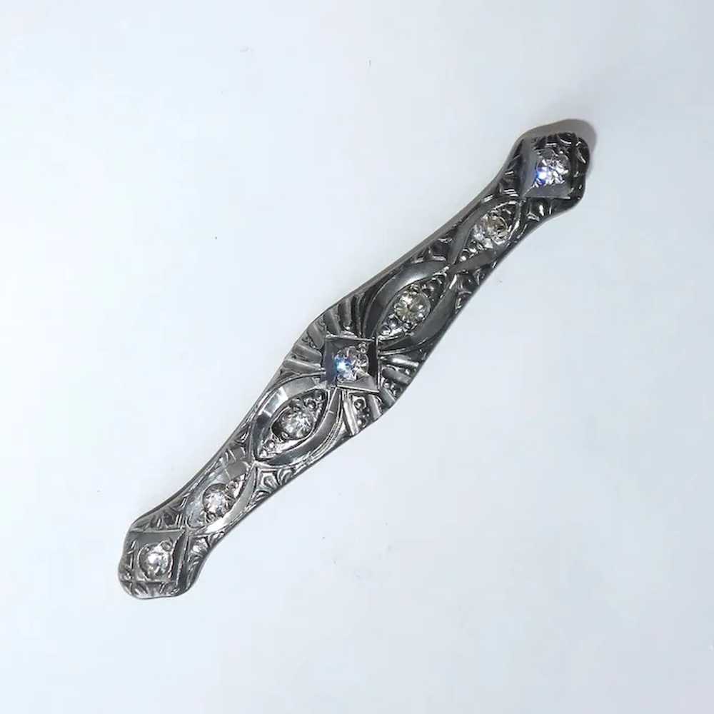 Art Deco White Metal & Paste Pin - image 9