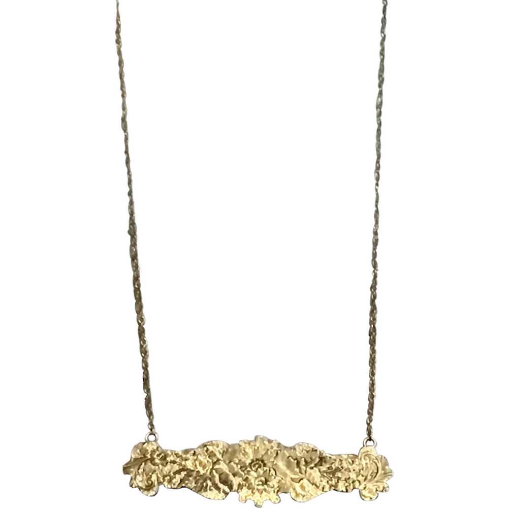 Upcycled Gold Filled Bar Pin Necklace - image 1