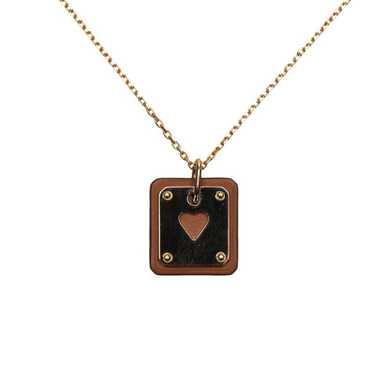 Hermes Ass de Cool PM Necklace Metal Vaux Swift Gold Brown Series Heart Pendant Z Engraving
