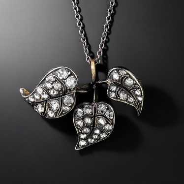 Victorian-Style Diamond Leaf Pendant - image 1