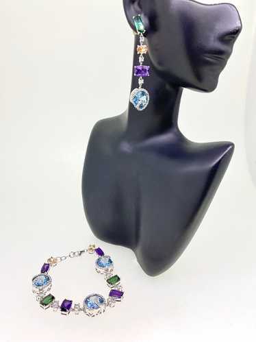 Sterling Silver and Assorted Colored Stones Set - image 1