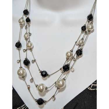 Other Black And White Pearl Multilayer Necklace - image 1