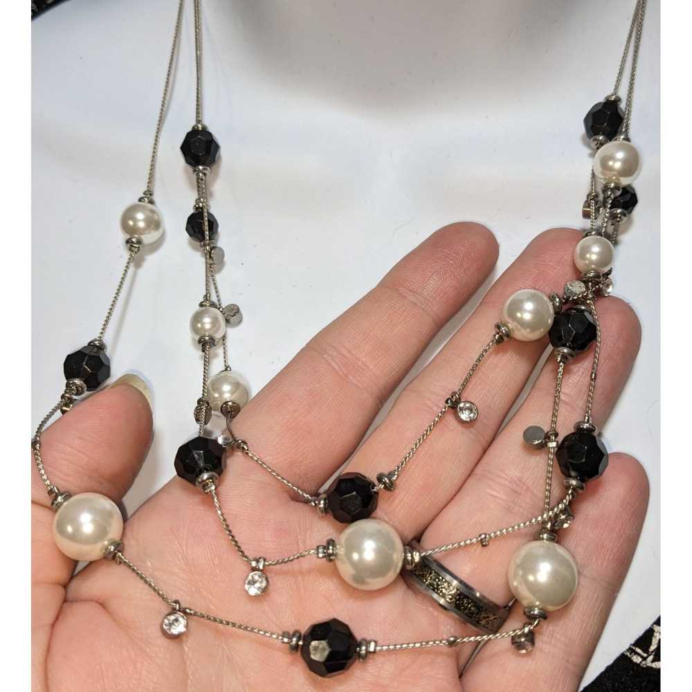 Other Black And White Pearl Multilayer Necklace - image 4