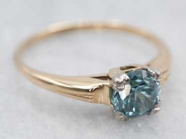 Stylish Two Tone Blue Zircon Solitaire Ring - image 1