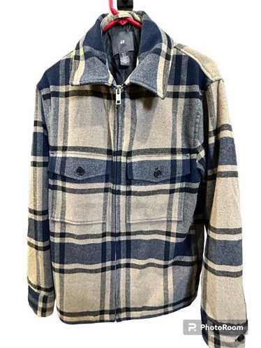 H&M H&M flannel jacket navy blue and tan color