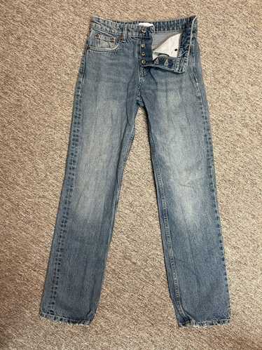 Zara ZARA button closure straight leg jeans