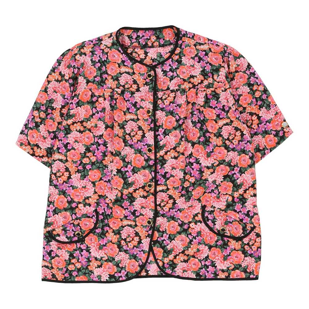 Unbranded Floral Patterned Shirt - XL Pink Polyes… - image 1