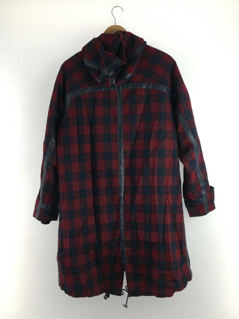 John Undercover Coat Red Mods Tape Design Check W… - image 2