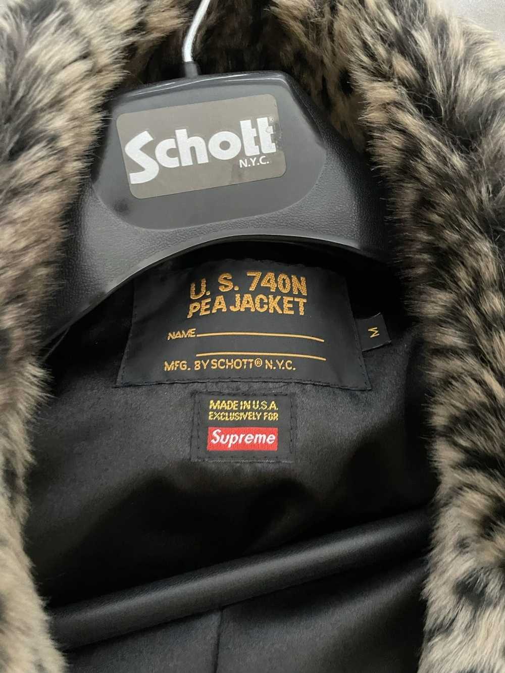 Supreme X Schott Leopard Peacoat Jacket-