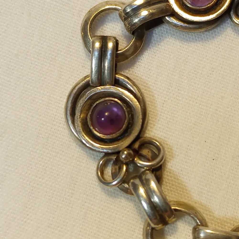 Sterling silver amethyst cabochon bracelet toggle… - image 2