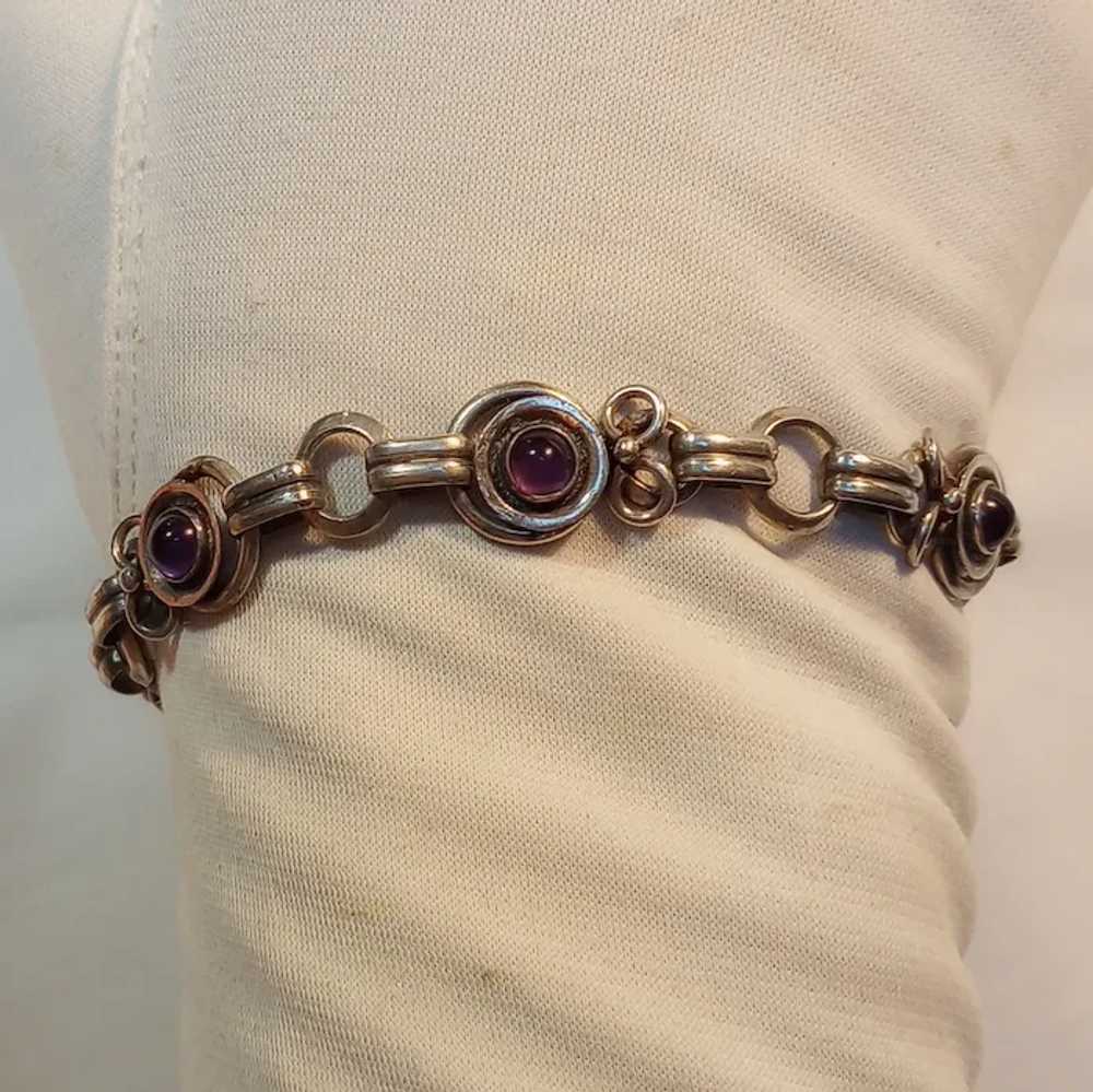 Sterling silver amethyst cabochon bracelet toggle… - image 6