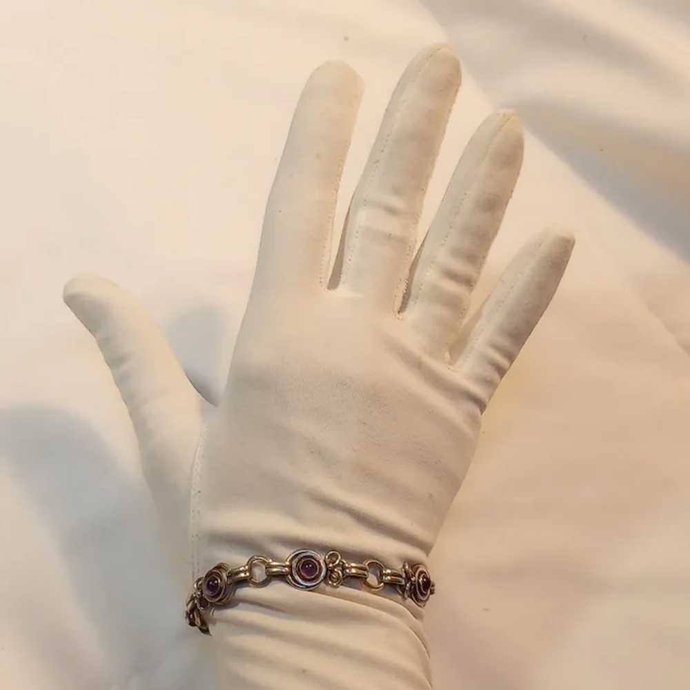 Sterling silver amethyst cabochon bracelet toggle… - image 7