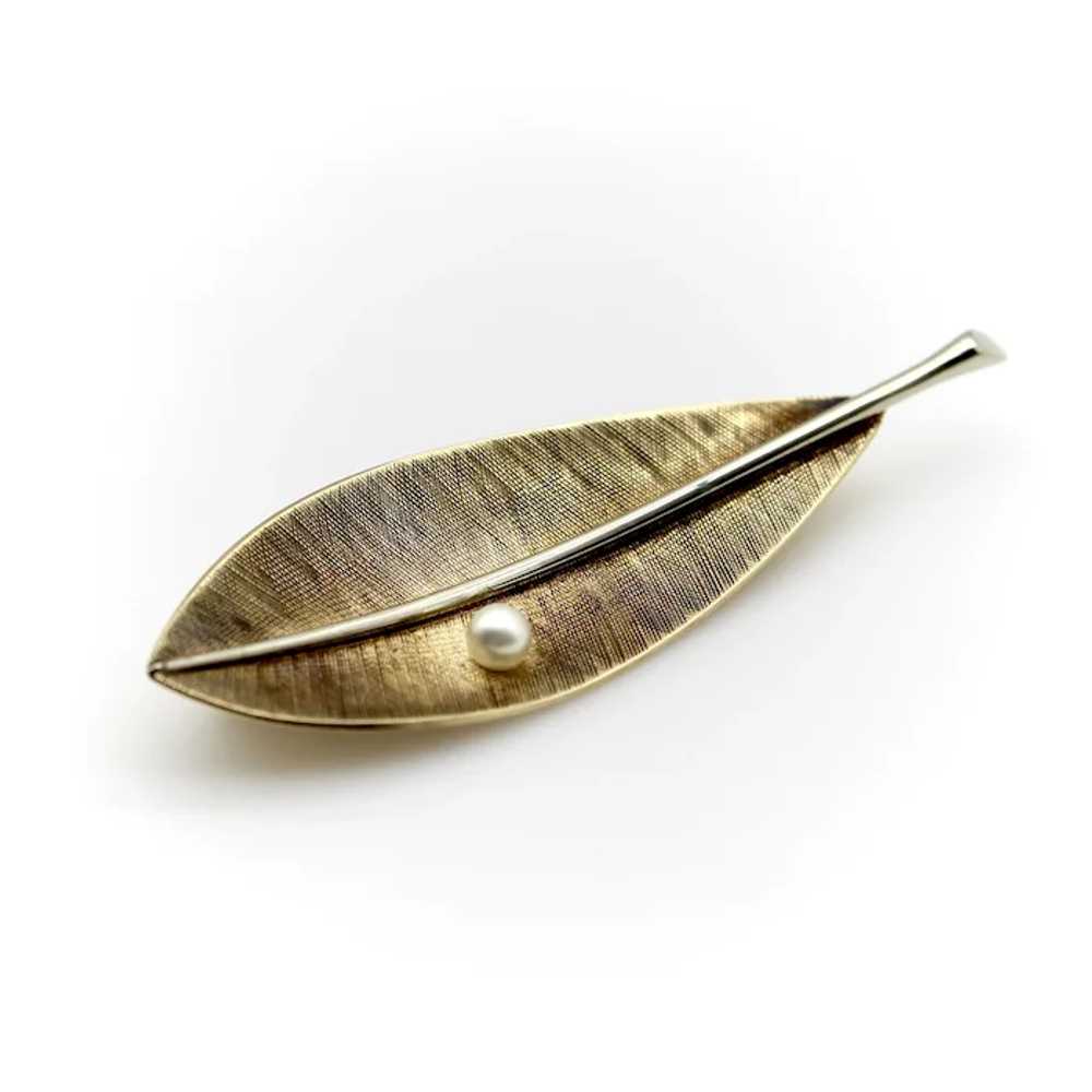 14K Gold Tiffany & Co.  Retro Leaf Brooch - image 6