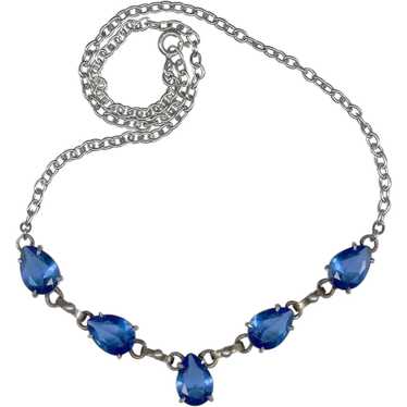 Royal Blue Rhinestone & Sterling Silver Necklace - image 1