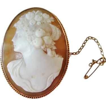Antique Large 9ct Rose Gold Floral Cameo With Saf… - image 1