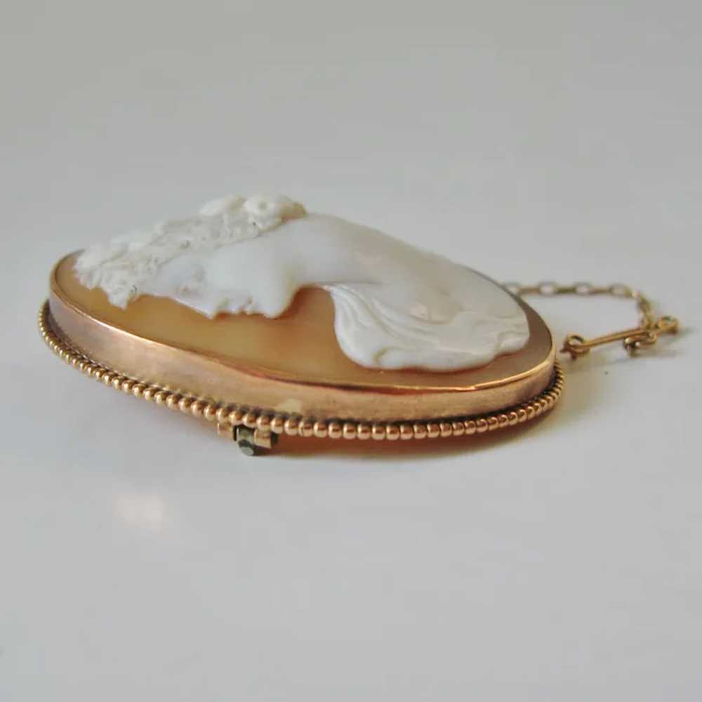 Antique Large 9ct Rose Gold Floral Cameo With Saf… - image 5