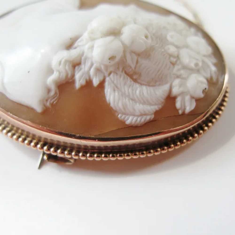 Antique Large 9ct Rose Gold Floral Cameo With Saf… - image 6