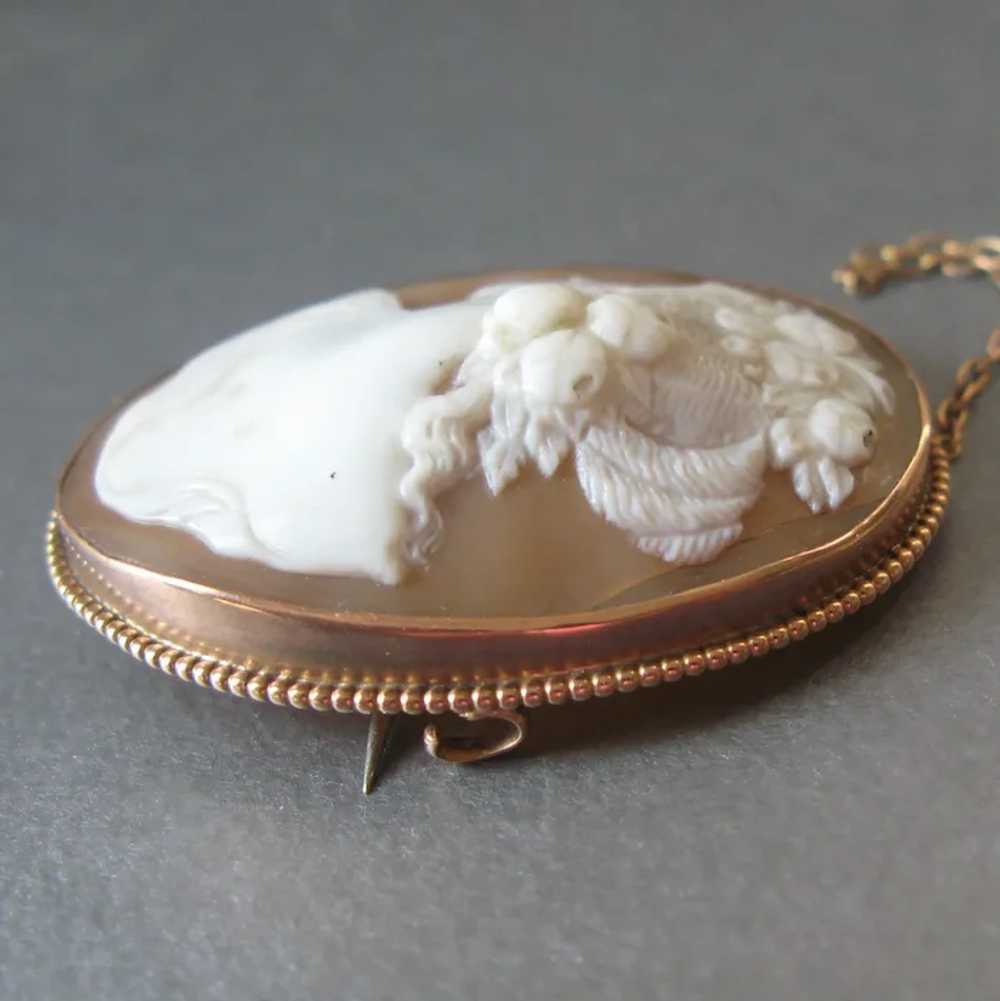 Antique Large 9ct Rose Gold Floral Cameo With Saf… - image 7