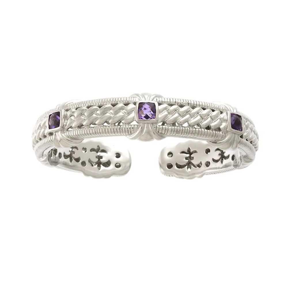 Judith Ripka Sterling Silver and Amethyst Hinged … - image 2