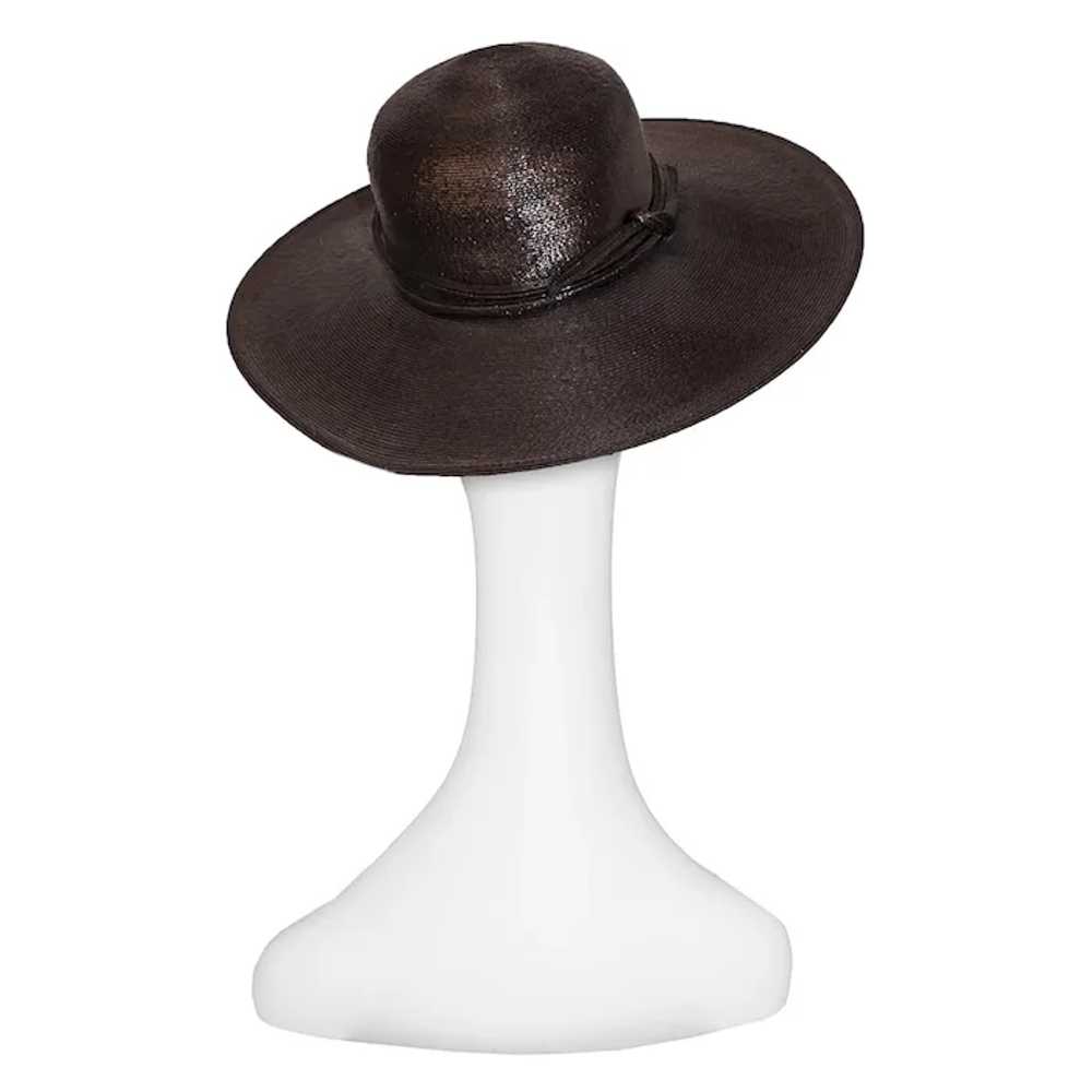 VIntage 70s Wide Brim Straw Hat, Chocolate Brown … - image 3