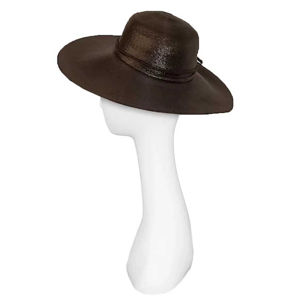 VIntage 70s Wide Brim Straw Hat, Chocolate Brown … - image 4