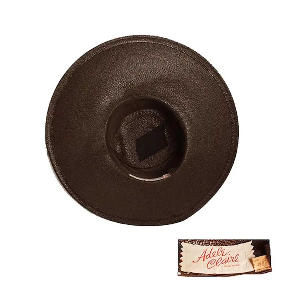 VIntage 70s Wide Brim Straw Hat, Chocolate Brown … - image 5