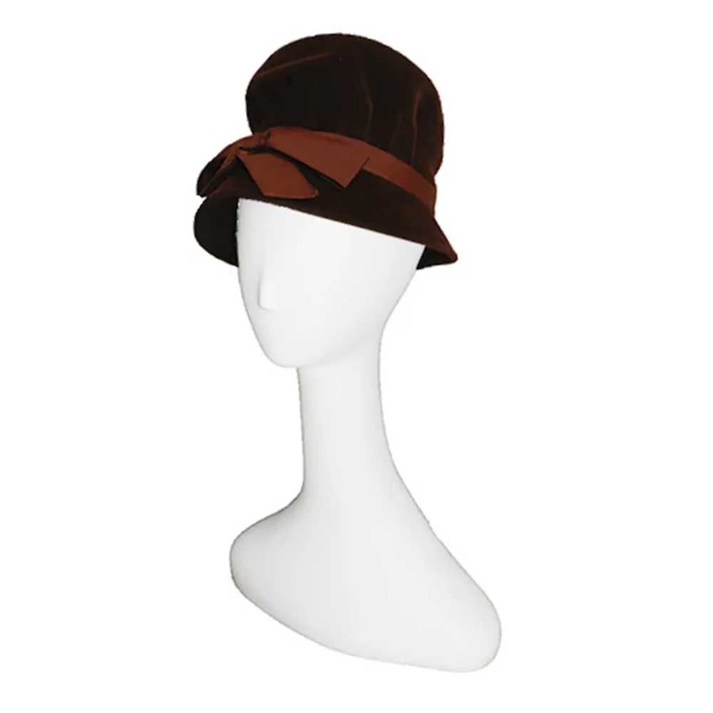 1960s Brown Velvet Tall Hat by Fashion Guild, Hat… - image 2