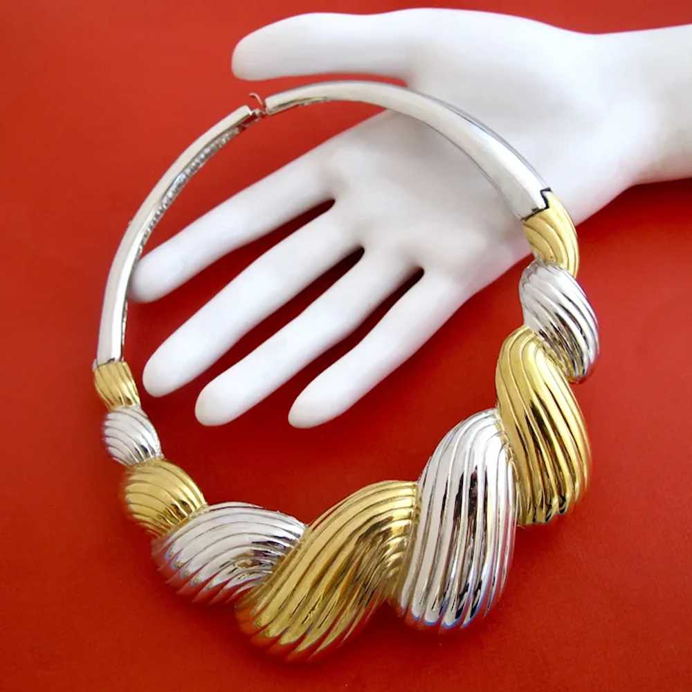 Vintage Alexis Kirk Gold and Silver Tone Ribbed W… - image 3