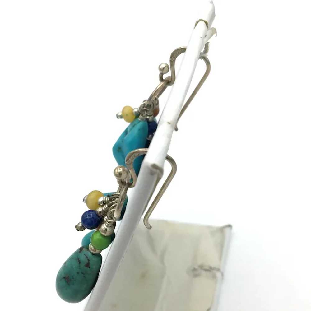 Sterling Silver Turquoise Dangle Earrings - image 2