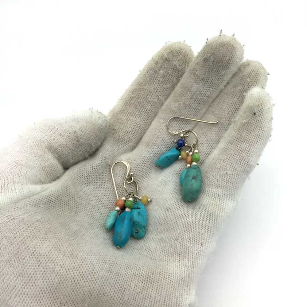 Sterling Silver Turquoise Dangle Earrings - image 4