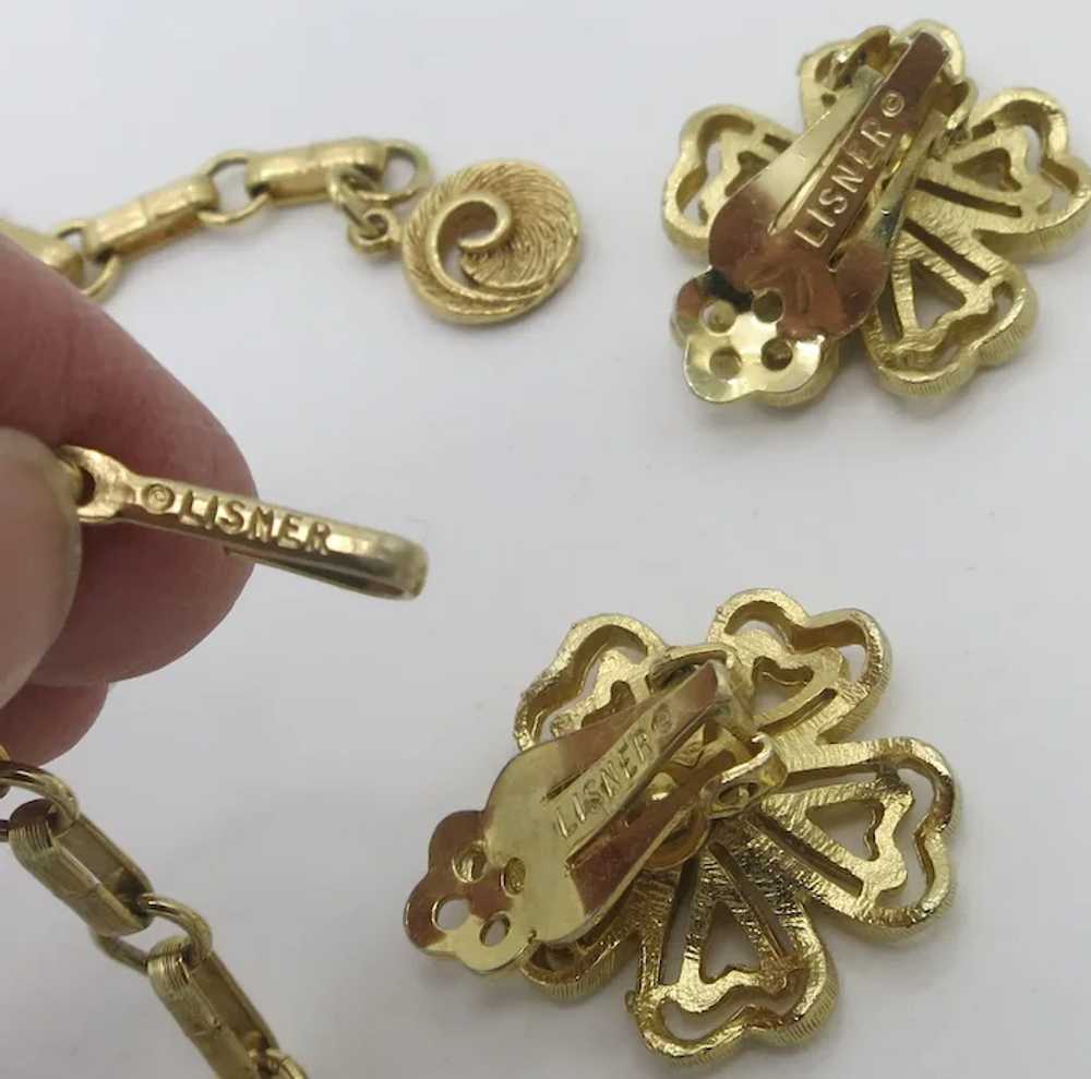 Lovely Lisner Necklace & Earrings Set Gold tone F… - image 6