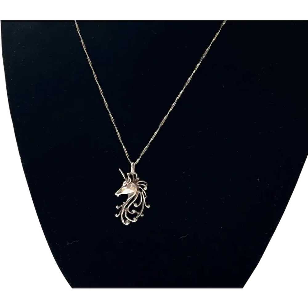 Sterling Silver Necklace -Unicorn Pendant - image 1
